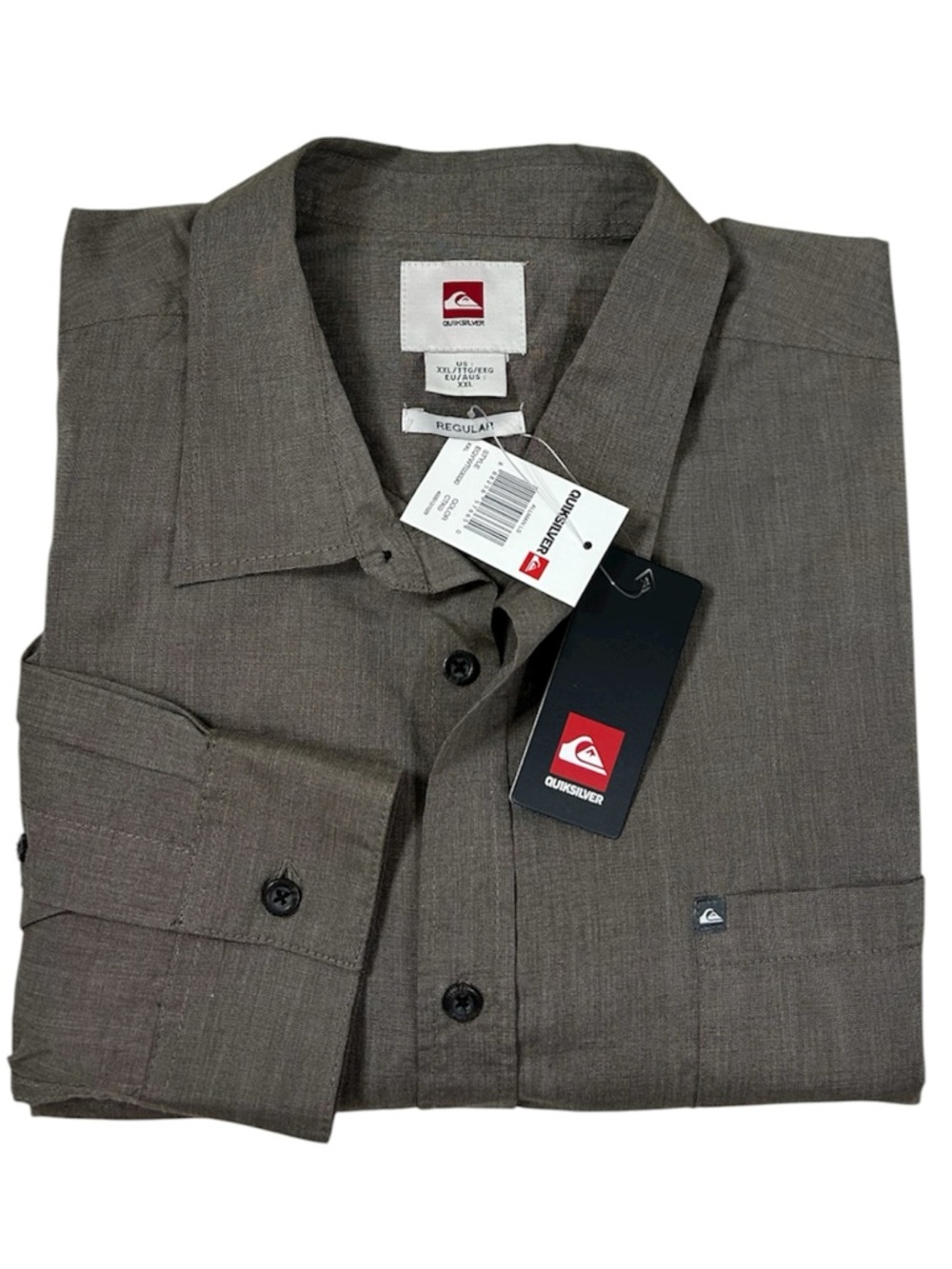Quiksilver Cotton Mix Brown Grayish Regular Fit Button Down Versatile Shirt XXL